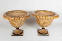 Pamono Maple Planters with Ebony Inlays, 1930s, Set of 2><noscript><img width=