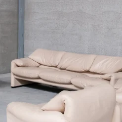 Pamono Maralunga Sofas and Armchairs by Vico Magisretti for Cassina, 1990s, Set of 5><noscript><img width=