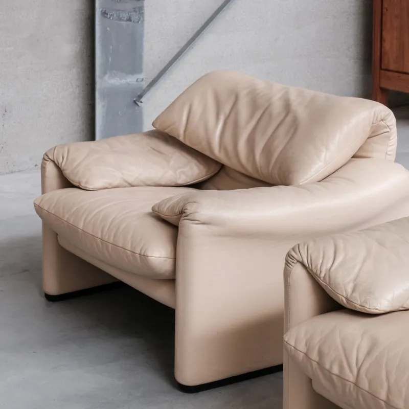 Pamono Maralunga Sofas and Armchairs by Vico Magisretti for Cassina, 1990s, Set of 5> Living Room Sets