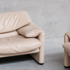 Pamono Maralunga Sofas and Armchairs by Vico Magisretti for Cassina, 1990s, Set of 5><noscript><img width=