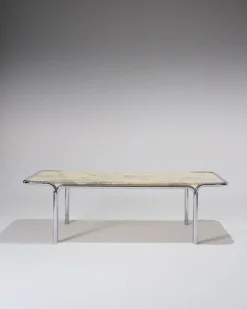 Pamono Marble and Tubular Metal Coffee Table, 1970s><noscript><img width=