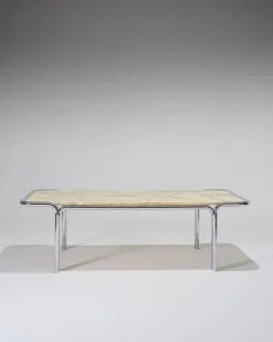 Pamono Marble and Tubular Metal Coffee Table, 1970s><noscript><img width=