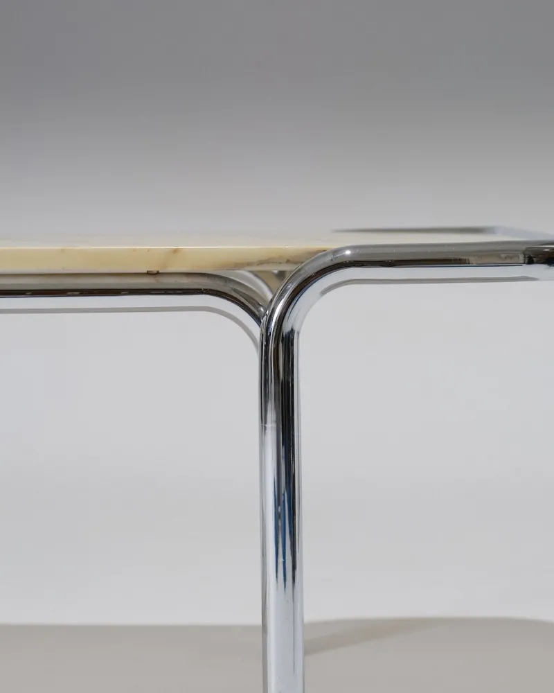 Pamono Marble and Tubular Metal Coffee Table, 1970s> Coffee & Side Tables