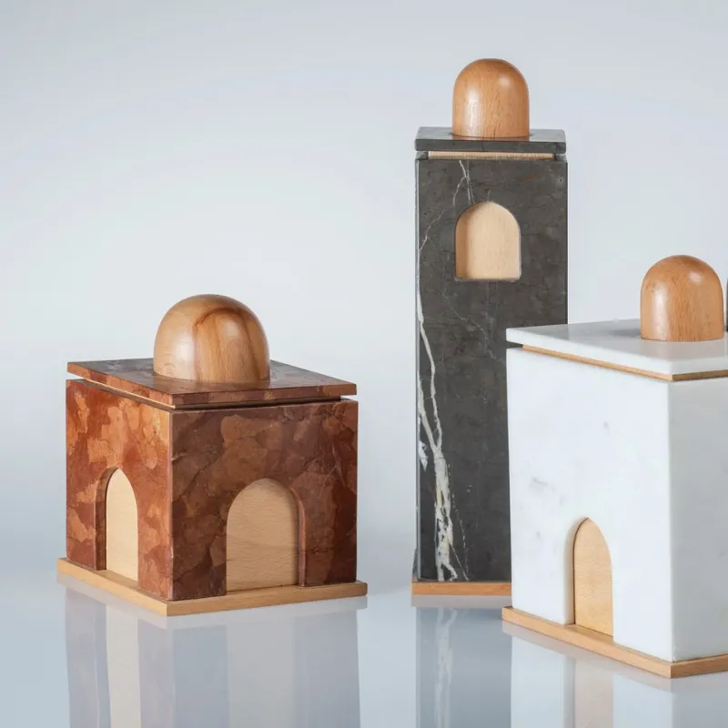 New Pamono Marble and Wood Quba Box by Gabriele D'angelo for Kimano