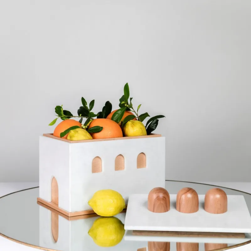 New Pamono Marble and Wood Quba Box by Gabriele D'angelo for Kimano