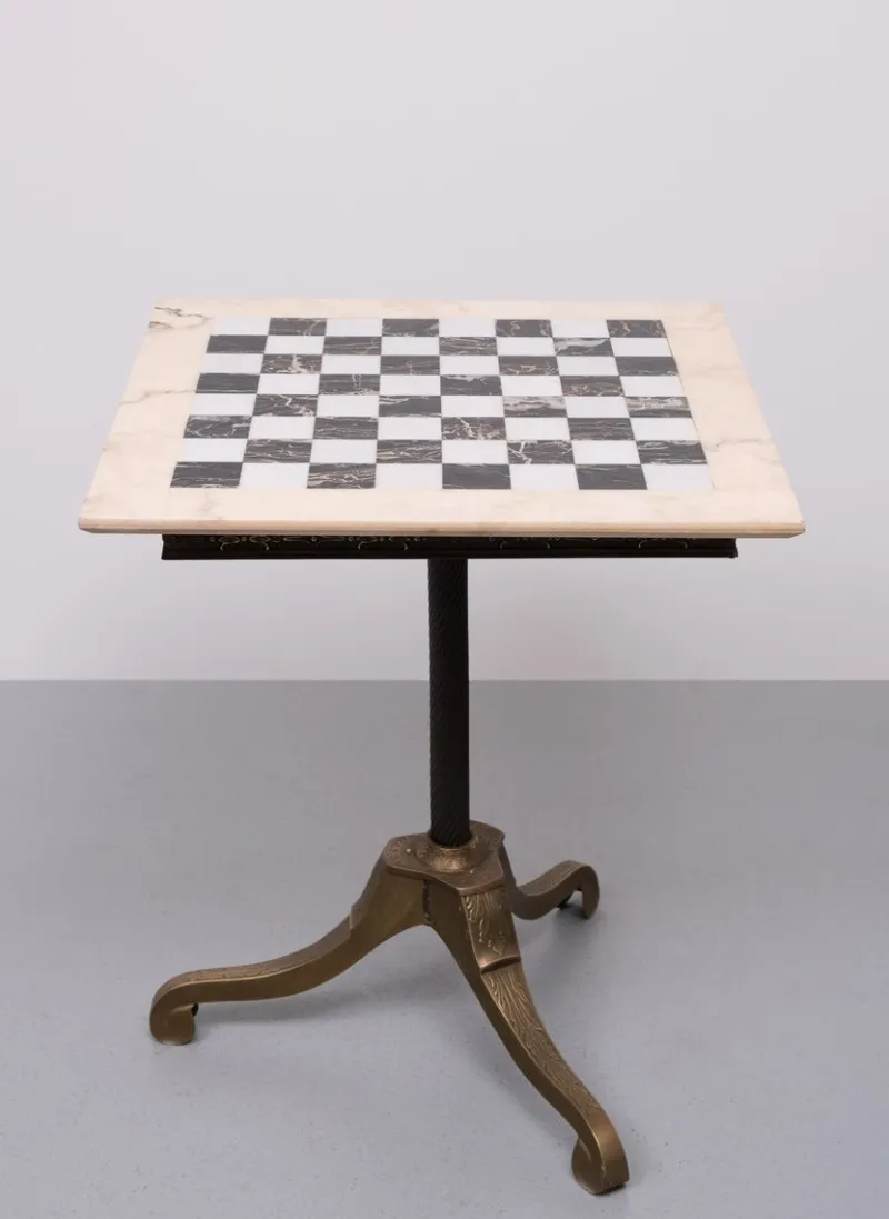 Pamono Marble Chest Board on Brass Stand, 1970s> Game Tables