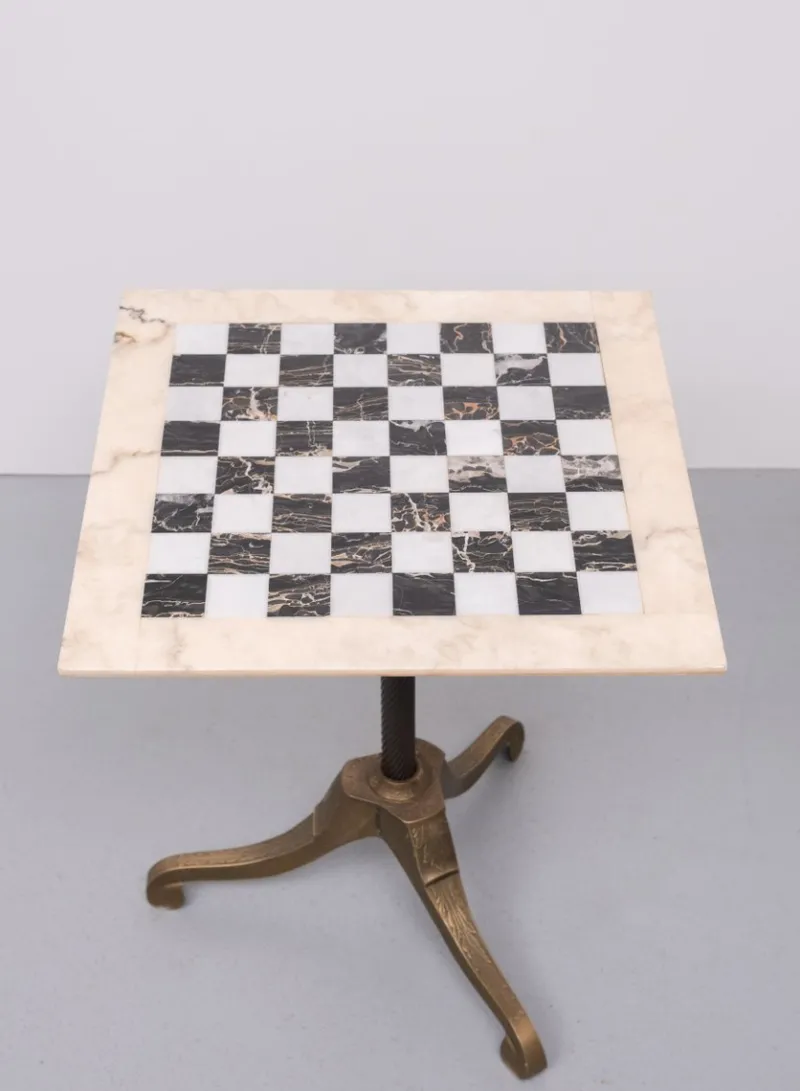 Pamono Marble Chest Board on Brass Stand, 1970s> Game Tables
