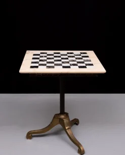 Pamono Marble Chest Board on Brass Stand, 1970s><noscript><img width=