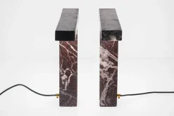 Pamono Marble Table Lamps in Rosso Levanto Marble by Silvio Piattelli, Set of 2><noscript><img width=