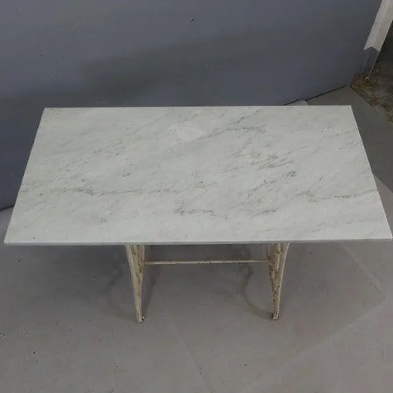 Clearance Pamono Marble Topped Garden Table on Cast Iron Frame