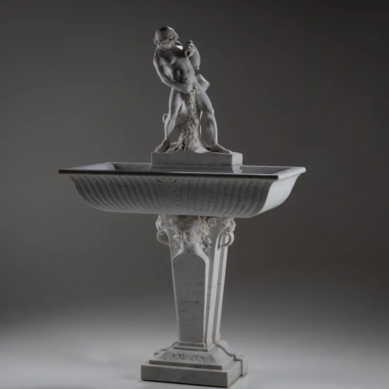 Pamono Marble Wall Fountain with Satyr, 19th Century> Garden Accessories