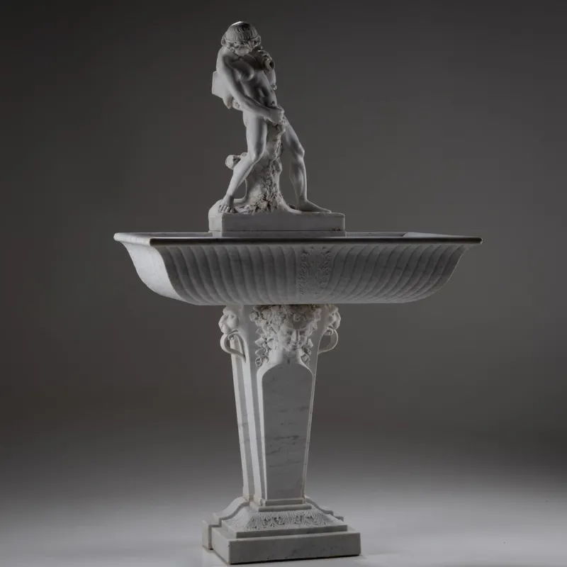 Pamono Marble Wall Fountain with Satyr, 19th Century> Garden Accessories