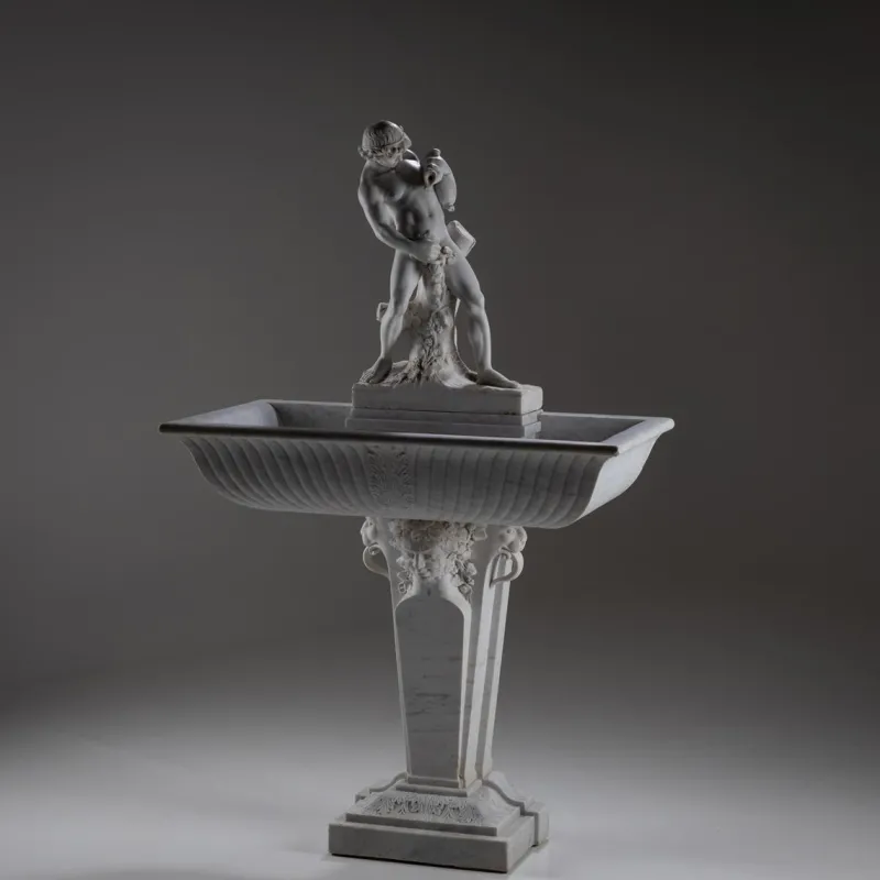 Pamono Marble Wall Fountain with Satyr, 19th Century> Garden Accessories