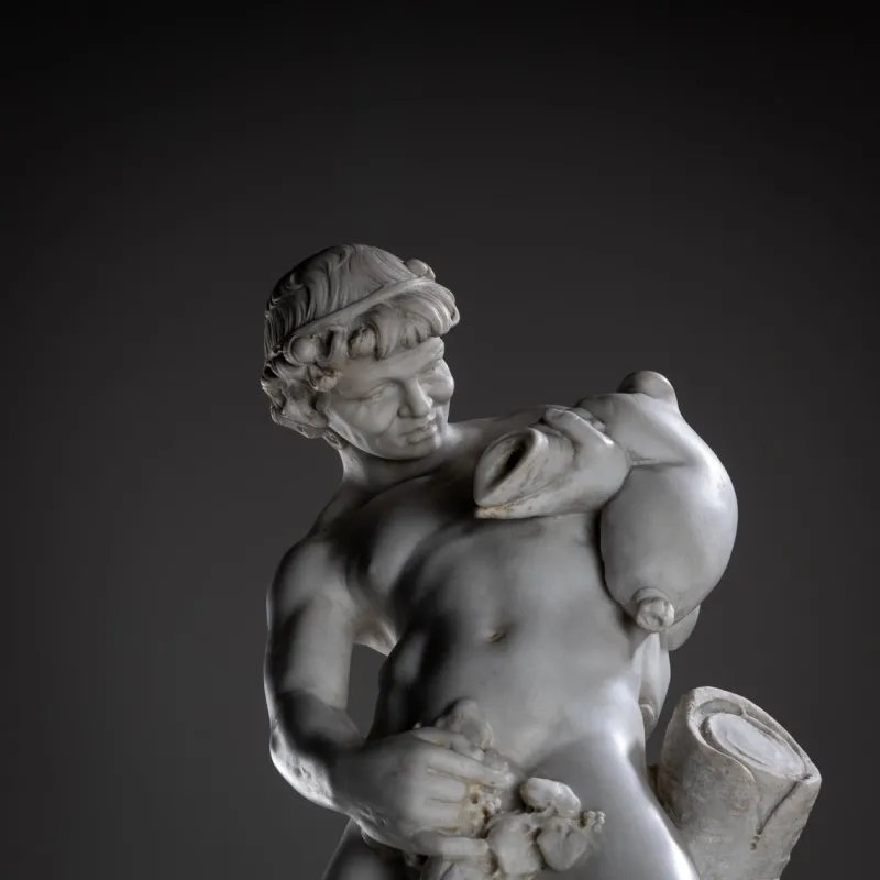 Pamono Marble Wall Fountain with Satyr, 19th Century> Garden Accessories