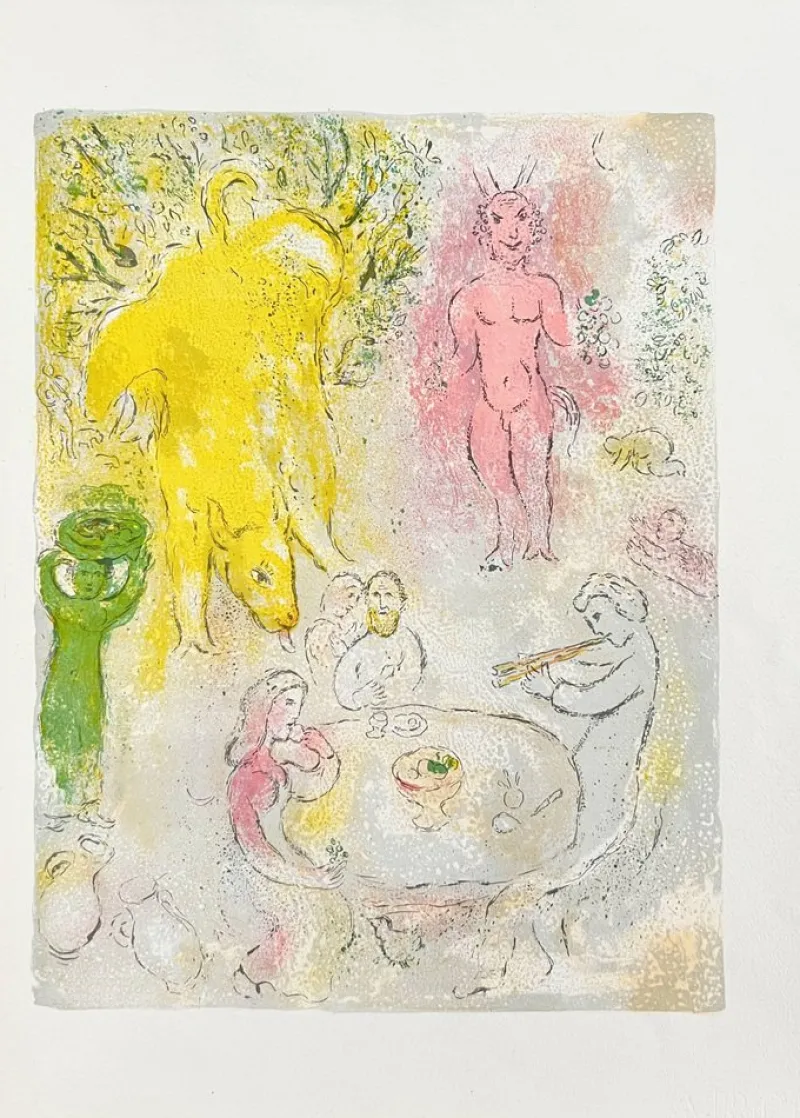 Pamono Marc Chagall, Daphnis et Chloé, Planche XXIII (Trial Proof), 1961, Lithograph> Abstraction