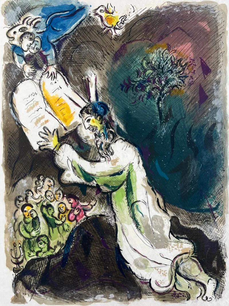 Clearance Pamono Marc Chagall, He gave him Two Tables of the Testimonie, even tables of stone, written with the finger of God, 1966, Lithograph
