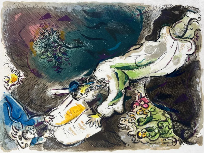 Clearance Pamono Marc Chagall, He gave him Two Tables of the Testimonie, even tables of stone, written with the finger of God, 1966, Lithograph