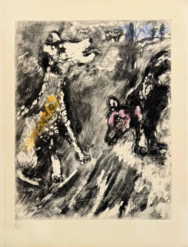 Pamono Marc Chagall, La Lice et sa compagne, 1954, Etching> Prints & Multiples