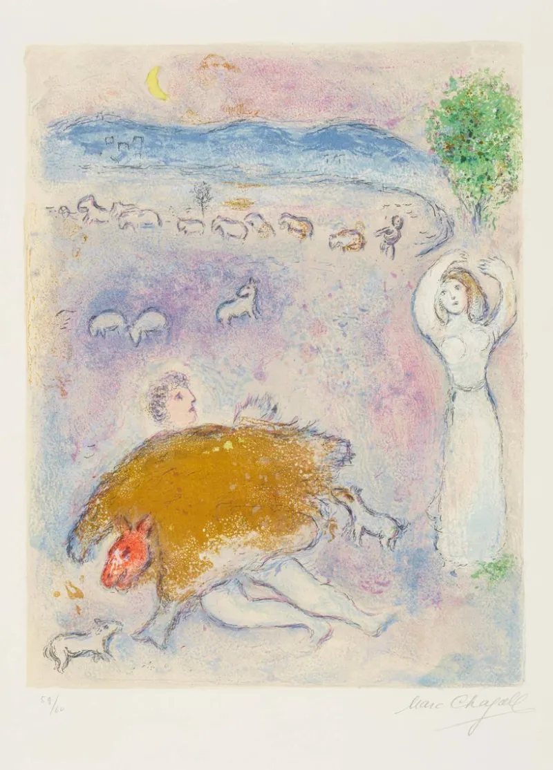 Pamono Marc Chagall, La Ruse de Dorcon from Daphnis et Chloé, 1961, Lithograph