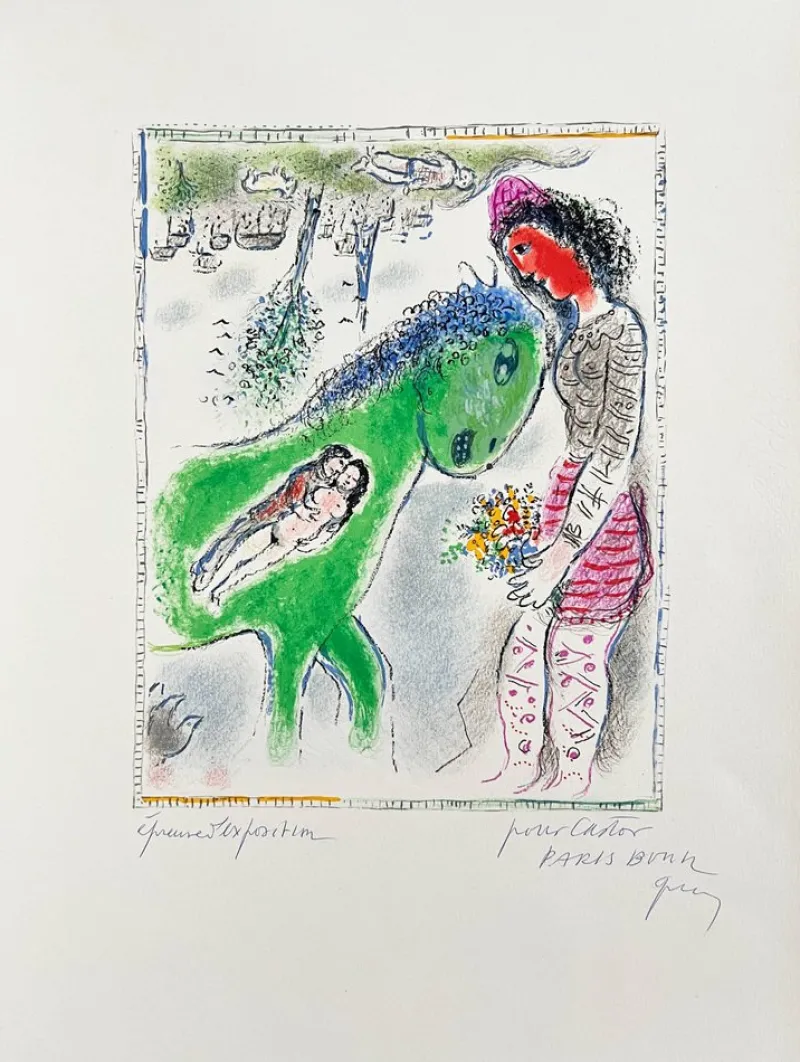 Pamono Marc Chagall, Le Cheval Vert, 1973, Lithograph> Abstraction|Prints & Multiples