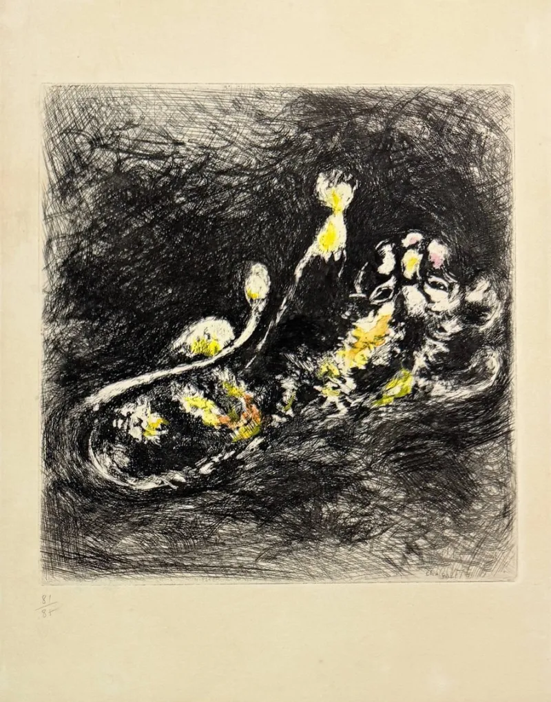 Pamono Marc Chagall, Le lion et le moucheron, 1954, Etching