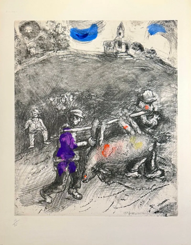 Pamono Marc Chagall, The Miller, His Son, and the Donkey, 1954, Etching> Prints & Multiples