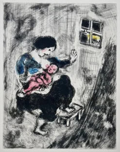 Pamono Marc Chagall, The Wolf, the Mother, and the Child, 1954, Etching> Prints & Multiples