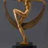 Pamono Marcel Bouraine / Denis, Art Deco Sculpture of Dancer with Veil, 1920s-1940s, Bronze on Marble> Art Deco