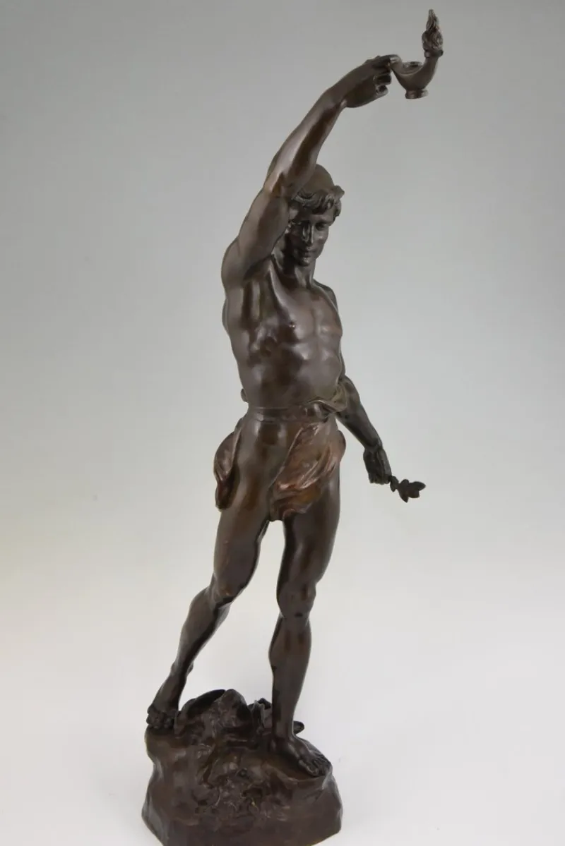 Sale Pamono Marcel Debut, Sculpture of Aladdin and the Magic Lamp, Bronze