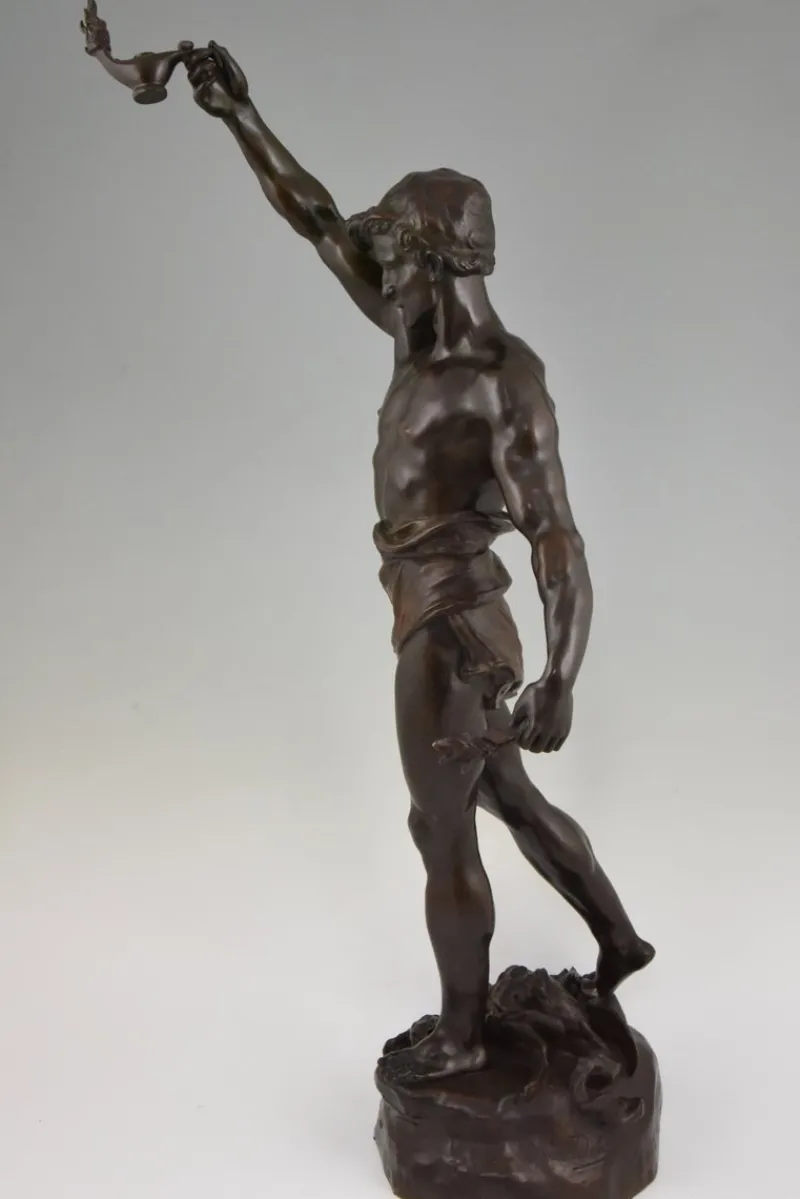 Sale Pamono Marcel Debut, Sculpture of Aladdin and the Magic Lamp, Bronze