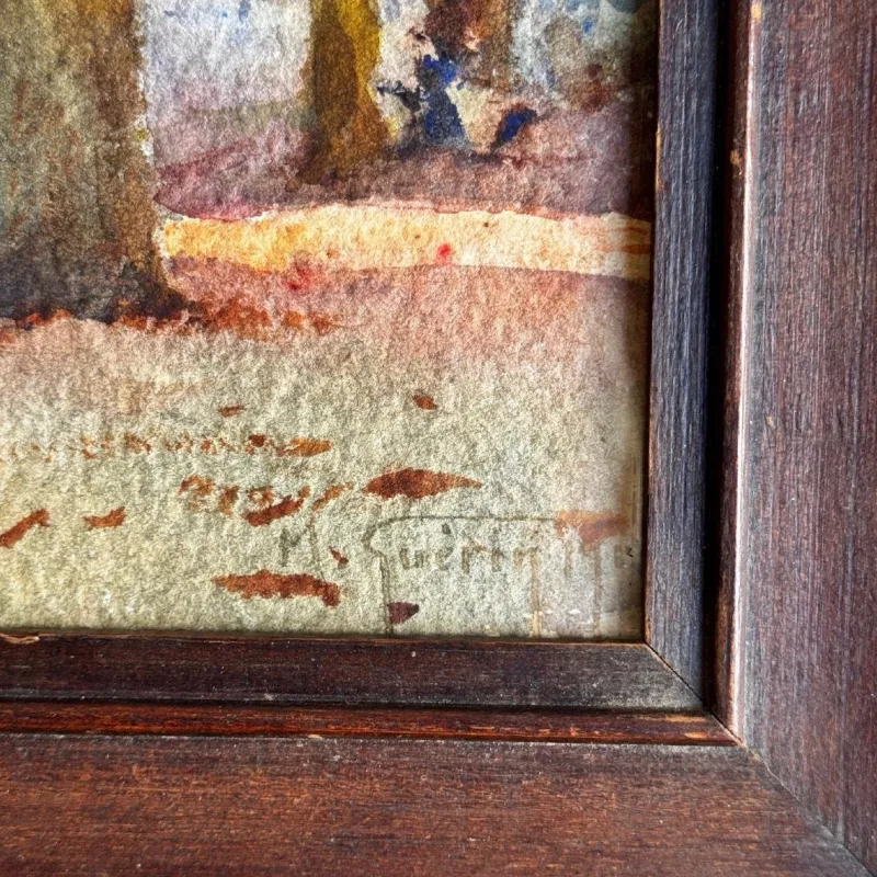Pamono Marcel Guérin, Cours Saint-Pierre in Nantes, Watercolor on Paper, Framed> Work On Paper