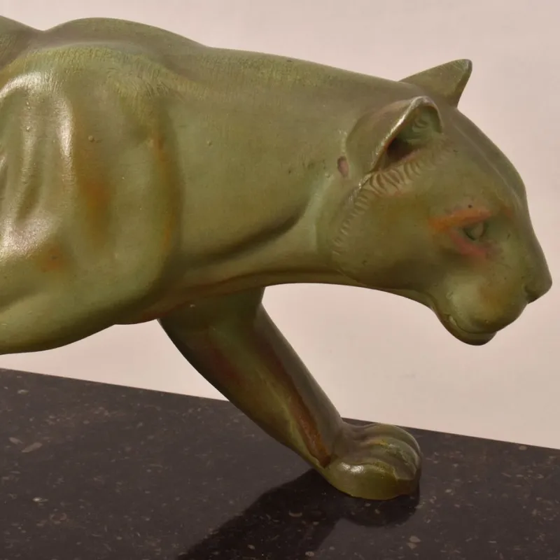 Pamono Marcel Leducq, Art Deco Panther, Antimony> Art Deco|Sculpture