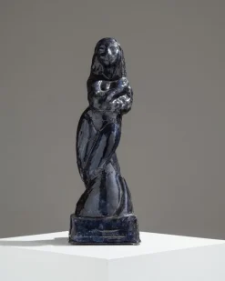 Pamono Marcel Wolfers, Mermaid Sculpture, 1920s-1940s, Blue Ceramic><noscript><img width=