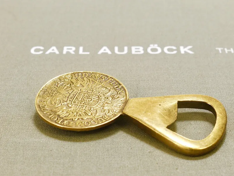 Discount Pamono Maria Theresia Coin Bottle Opener in Brass attributed to Carl Auböck, Austria, 1950s