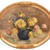 Pamono Marie Antoinette Queroy, Still Life with Yellow Roses, 20th Century, Oil on Canvas, Framed> Art Deco