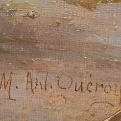 Pamono Marie Antoinette Queroy, Still Life with Yellow Roses, 20th Century, Oil on Canvas, Framed><noscript><img width=