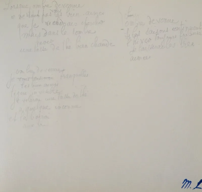 New Pamono Marie Laurencin, Poem, Original Signed Drawing