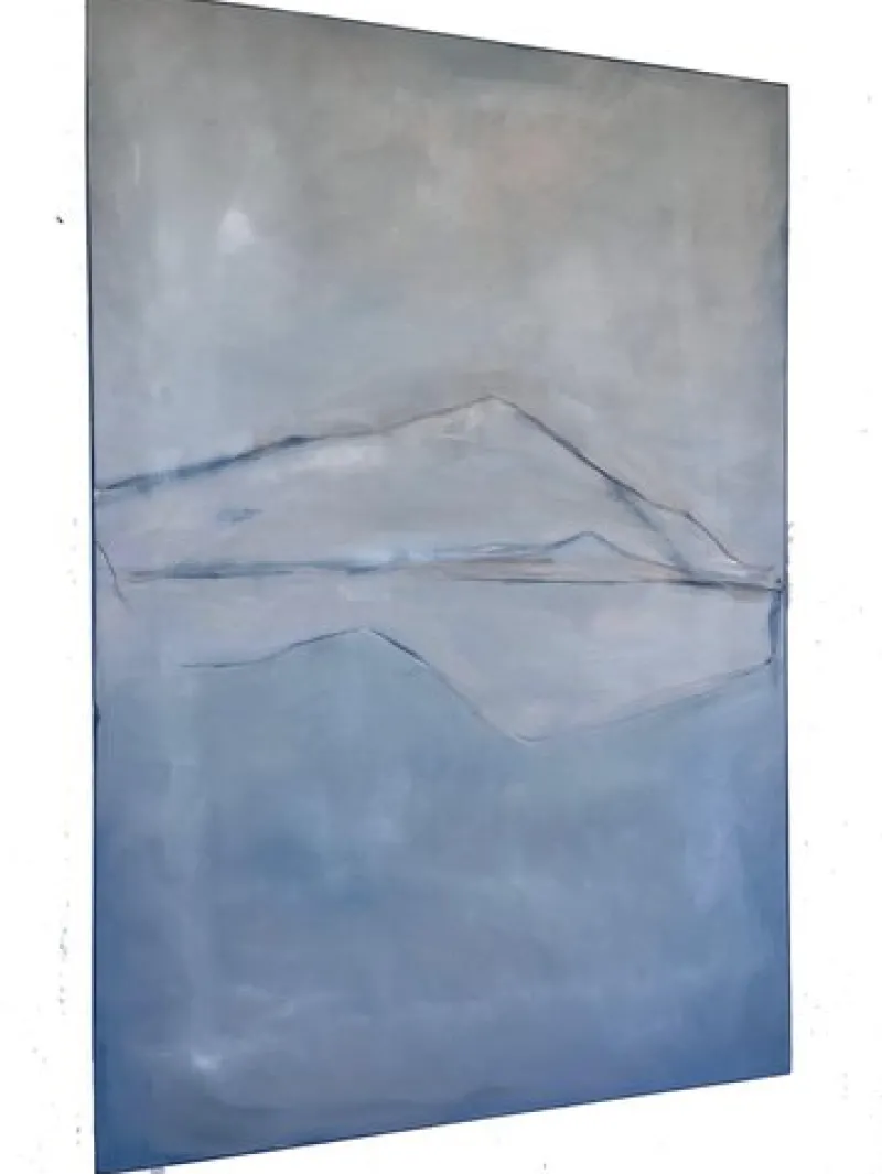 Pamono Marilina Marchica, Blue Landscape, Original Oil Painting> Minimalist