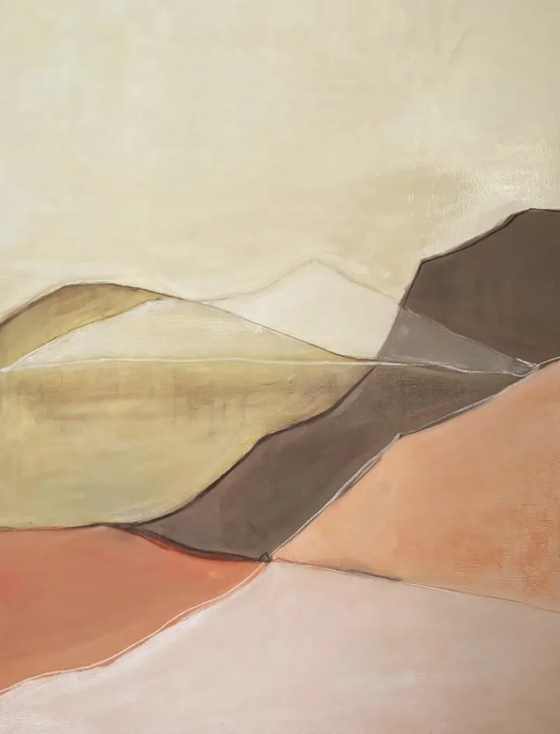 Pamono Marilina Marchica, Geometric Landscape, Original Oil Painting> Minimalist