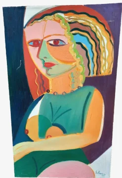 Pamono Mario Salmaso, The Astrologer, 1980, Oil on Canvas> Painting