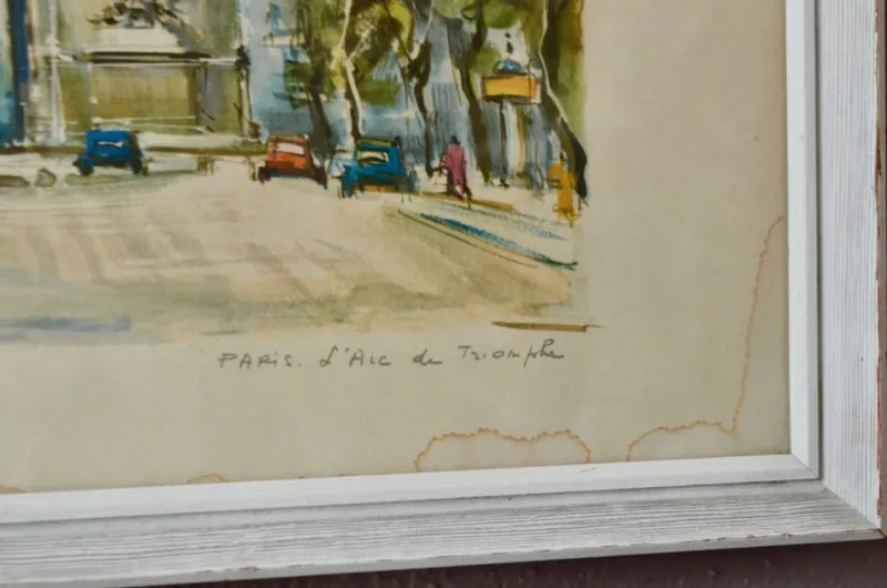 Pamono Marius Girard, L'Arc De Triomphe Paris, 1950s, Lithograph, Framed> Mid-Century