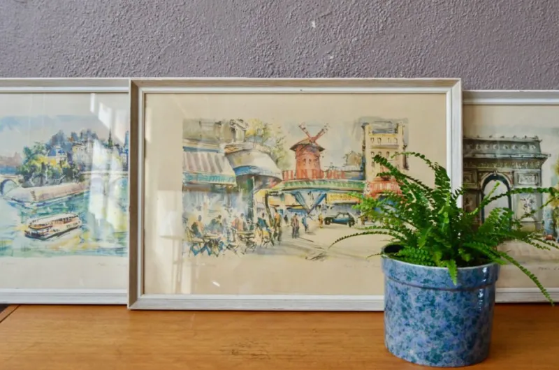 Pamono Marius Girard, L'Arc De Triomphe Paris, 1950s, Lithograph, Framed> Mid-Century