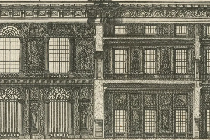 Pamono Marot, Louvre Grande Galerie Façade Illustration, 1670, Print> Contemporary|Prints & Multiples