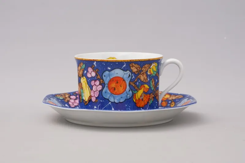 Hot Pamono Marqueterie de Pierres d'Orient et d'Occident Café Au Lait Cup and Saucer from Hermès Paris, 1980s, Set of 2
