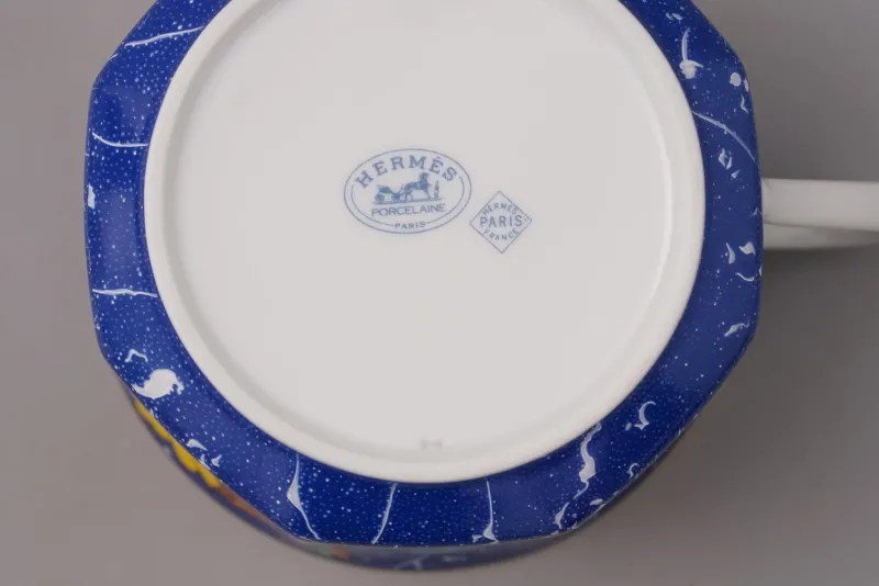 Hot Pamono Marqueterie de Pierres d'Orient et d'Occident Café Au Lait Cup and Saucer from Hermès Paris, 1980s, Set of 2