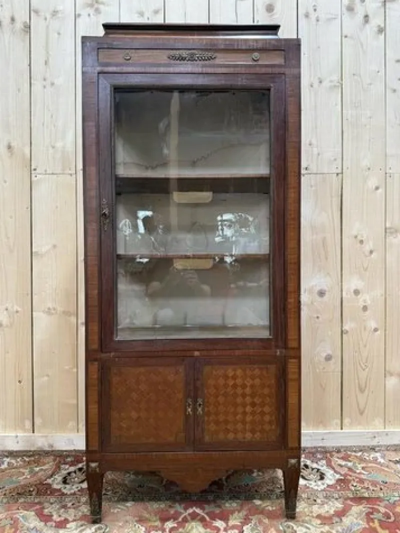 Pamono Marquetry Display Case in Wood> Cabinets & Wardrobes