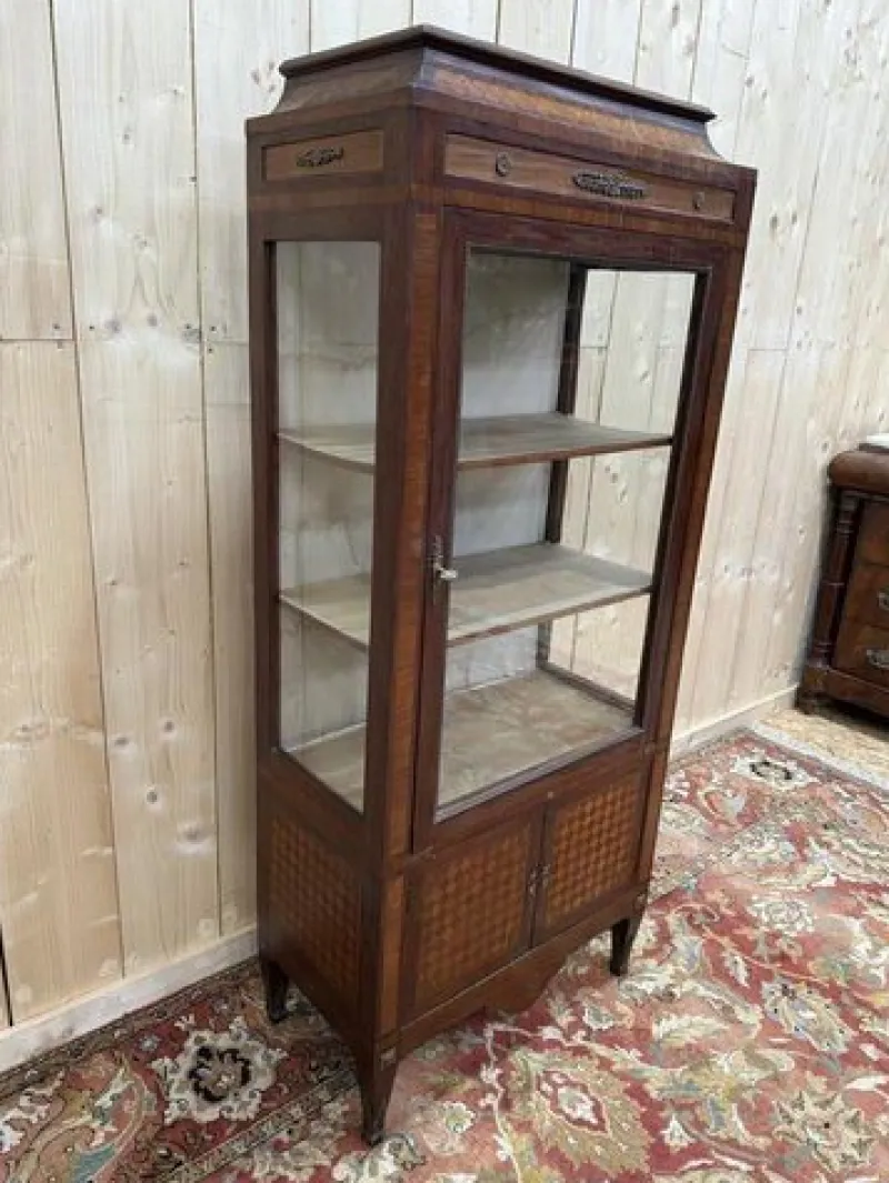 Pamono Marquetry Display Case in Wood> Cabinets & Wardrobes