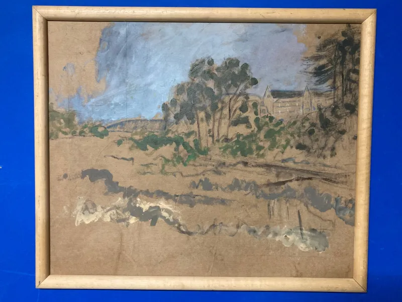 Online Pamono Marthe Orant, Breton Landscape, Watercolor and Gouache on Kraft Paper, Framed