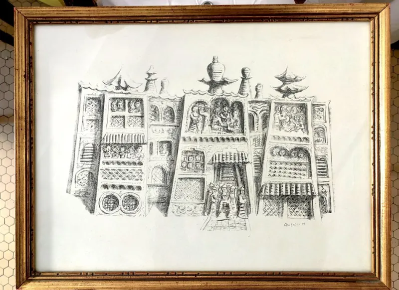 Pamono Massimo Campigli, The Palazzo Del Gran Can, 1959, Ink & Paper, Lithograph> Minimalist