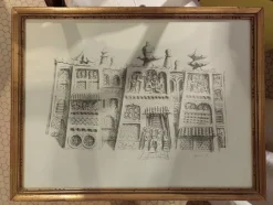 Pamono Massimo Campigli, The Palazzo Del Gran Can, 1959, Ink & Paper, Lithograph> Minimalist
